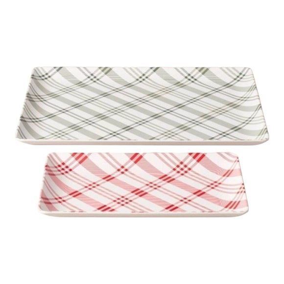 Hearth & Hand 2023 Holiday Collection Plaid Melamine 2 Piece Serving Tray Set - Picture 1 of 14